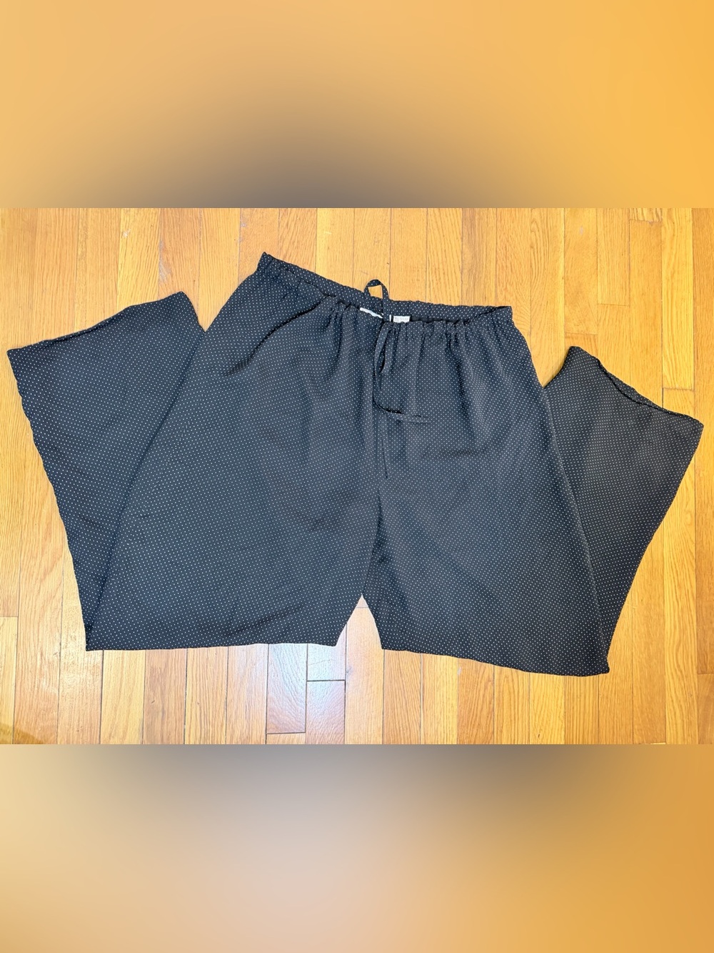 Rare VTG Henri Bendel NY 100% Silk Polka Dot Wide Leg Pants Trouser Large